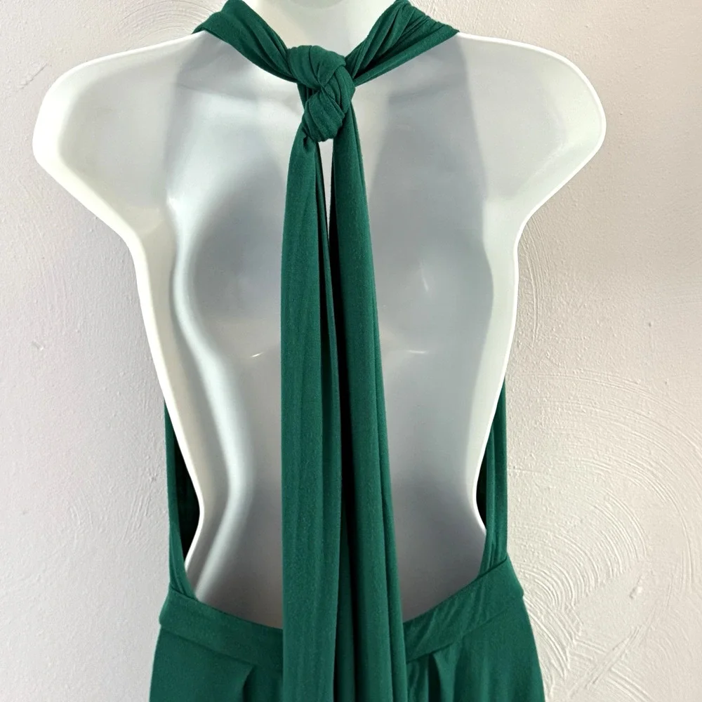 Tart Emerald Green Halter Maxi Dress Backless Plunging Grecian Modal M - Picture 7 of 14